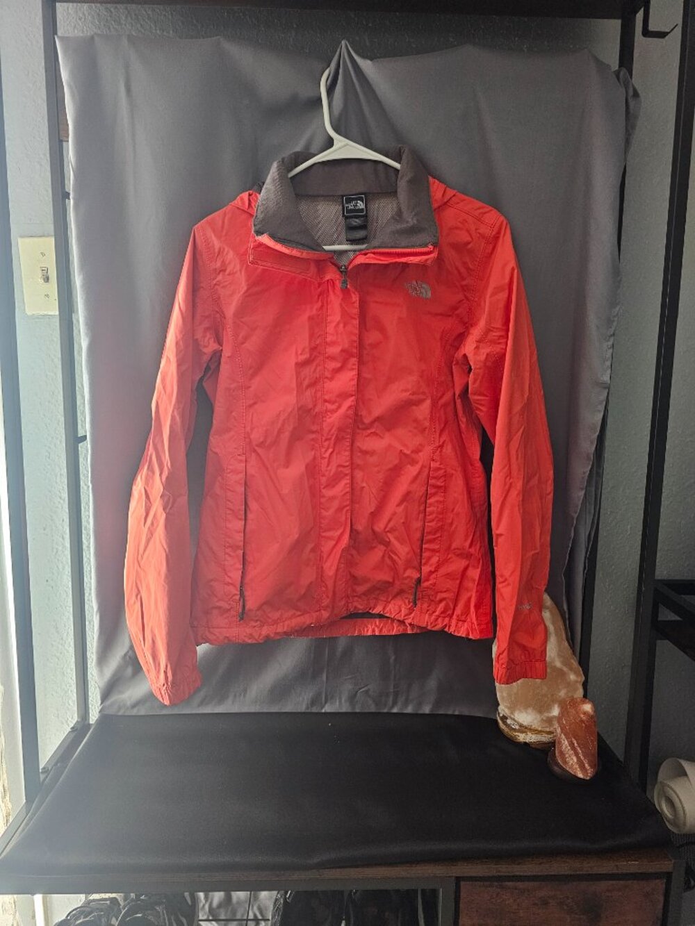 The North Face HyVent Women's Red Orange Hooded Rain Jacket Lightweight Shell